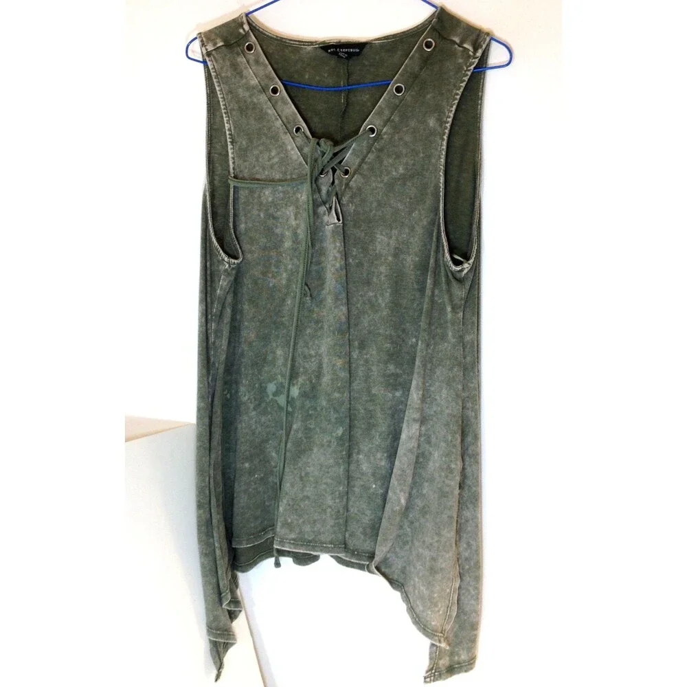Womens Rock & Republic String Tie V Neck Sz L Tye Dye Tunic Top - Picture 1 of 7
